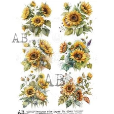 Sunflower Minis | A4 Rice Paper | Paper for Decoupage | AB Studios