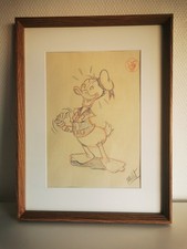 DONALD DUCK - Dessin original  au crayon & signé par MILLET (artiste Disney)