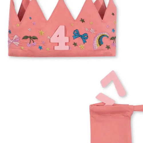 Pink Ribbon Bean Sprout Birthday Crown for Kids