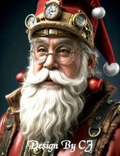 Steampunk Santa#2 Printable AI Generated Digital Art Image Christmas Download