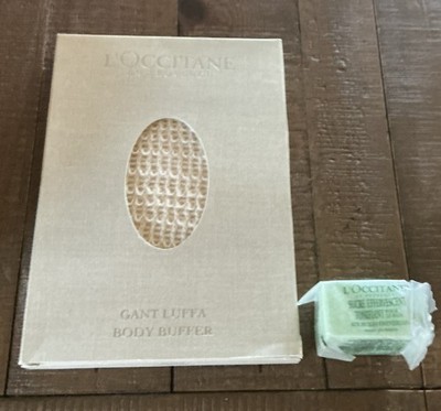 L'OCCITANE Bath Set Lot Kit Loofah Body Buffer Scrub + Effervescent Bath Cube