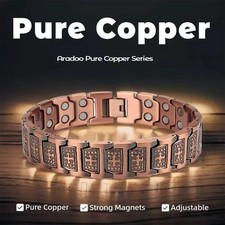 Men's Copper Bracelet,3X Strength 99.99 Copper Magnetic Adjustable Length