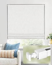 Cordless Blackout Roman Shades – No Drill, 32″W × 48″H – White