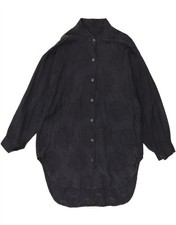 VINTAGE Womens Loose Fit Shirt Dress UK 16 Large Navy Blue Floral TU04