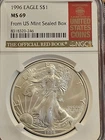 1996 American Silver Eagle Coin - NGC MS69 The Official Red Book #246
