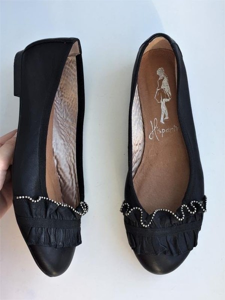 Women Hispanitas Heels Black Leather 37.5