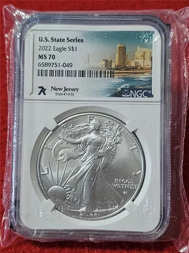 2022 AMERICAN Silver Eagle DOLLAR ASE NGC MS 70 STATE SERIES NEW JERSEY 7K#T5907