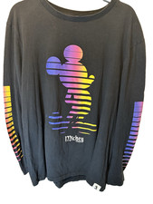Disney Mickey Mouse Black Striped Graphics T Shirt Mens Size Large
