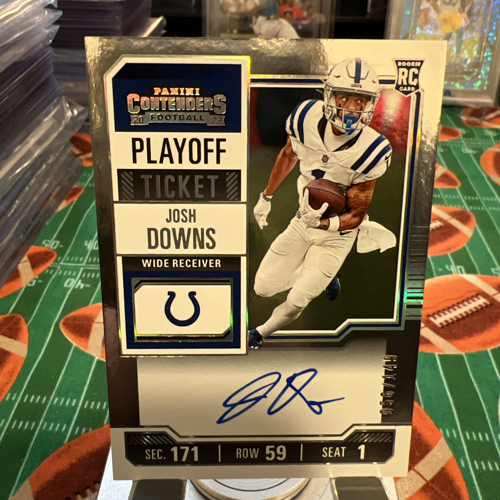 2023 Panini Contenders Josh Downs RC Playoff Ticket Autograph 056/149 #121 Colts