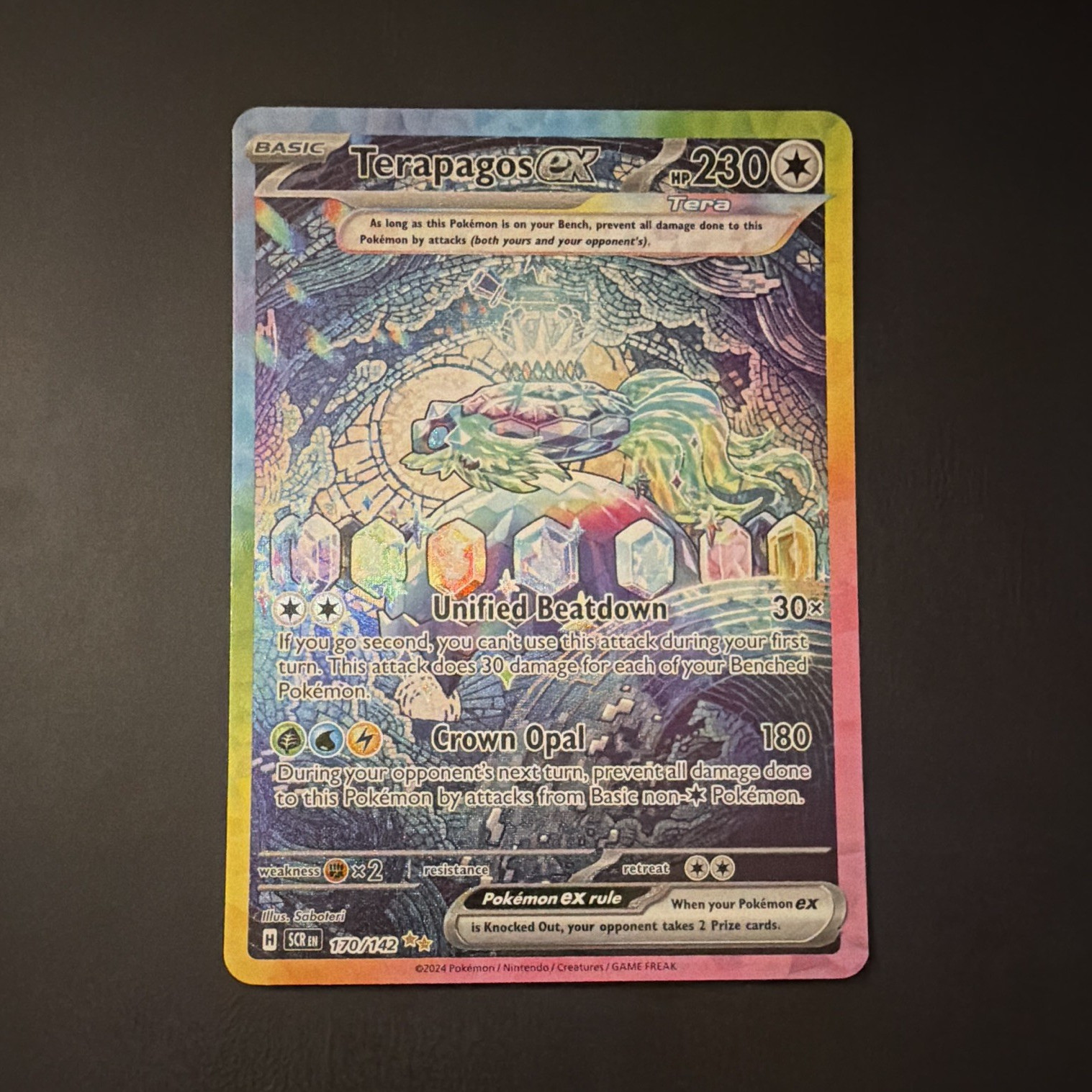 Pokemon Terapagos ex 170/142 SIR Sv07 Stellar Crown Full Art Holo English 2024