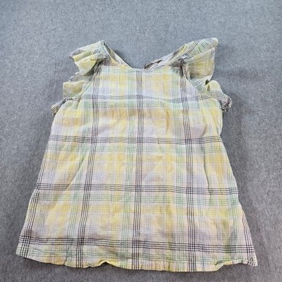 LOFT Plaid Gauze Flutter Sleeve Button Front Shirt Top Womens Size S