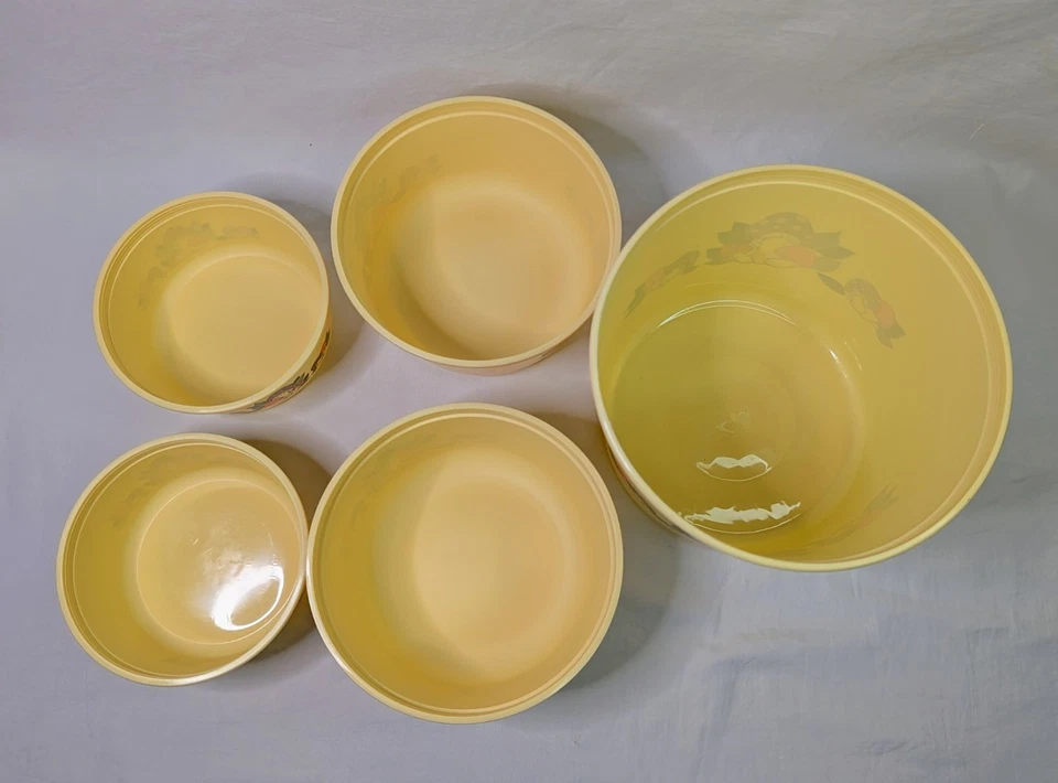 Vintage Packerware Merry Mushroom Plastic Food Containers With Lids Lot Of 5 MCM - Image 3 of 4
