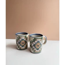 Set of 2 Louisville Stoneware Mugs | Aztec Southwest | Coffee Tea Mugs