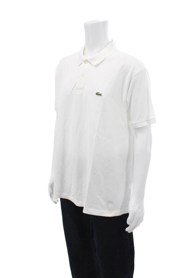 Lacoste Mens Short Sleeve Knit Logo Collared Polo Shirt White Cotton Size 3XL - Image 2 of 4