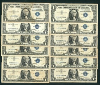 ((12 NOTES)) $1 1957 Silver Certificate Note PAPER CURRENCY AUCTIONS