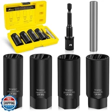 Topec 6PCS Deep Lug Nut Removal Tool, 1/2" Drive Lug Nut Extractor Set, 17-22