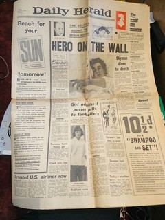 Collectable Newspaper Daily Herald Last Ever Issue Sep 14th 1964 before The Sun