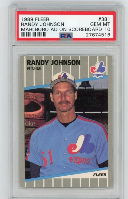 1989 Fleer Randy Johnson #381 Marlboro Ad On Scoreboard Error PSA 10
