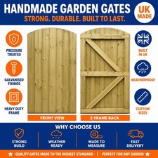 Heavy Duty Wooden Featheredge Dome Top Garden Gate 6ft | 60-120cm Range UK Made