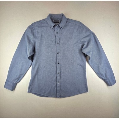 Charles Tyrwhitt Mens Slim Fit Blue Micro Pattern Cotton Button Down Shirt M