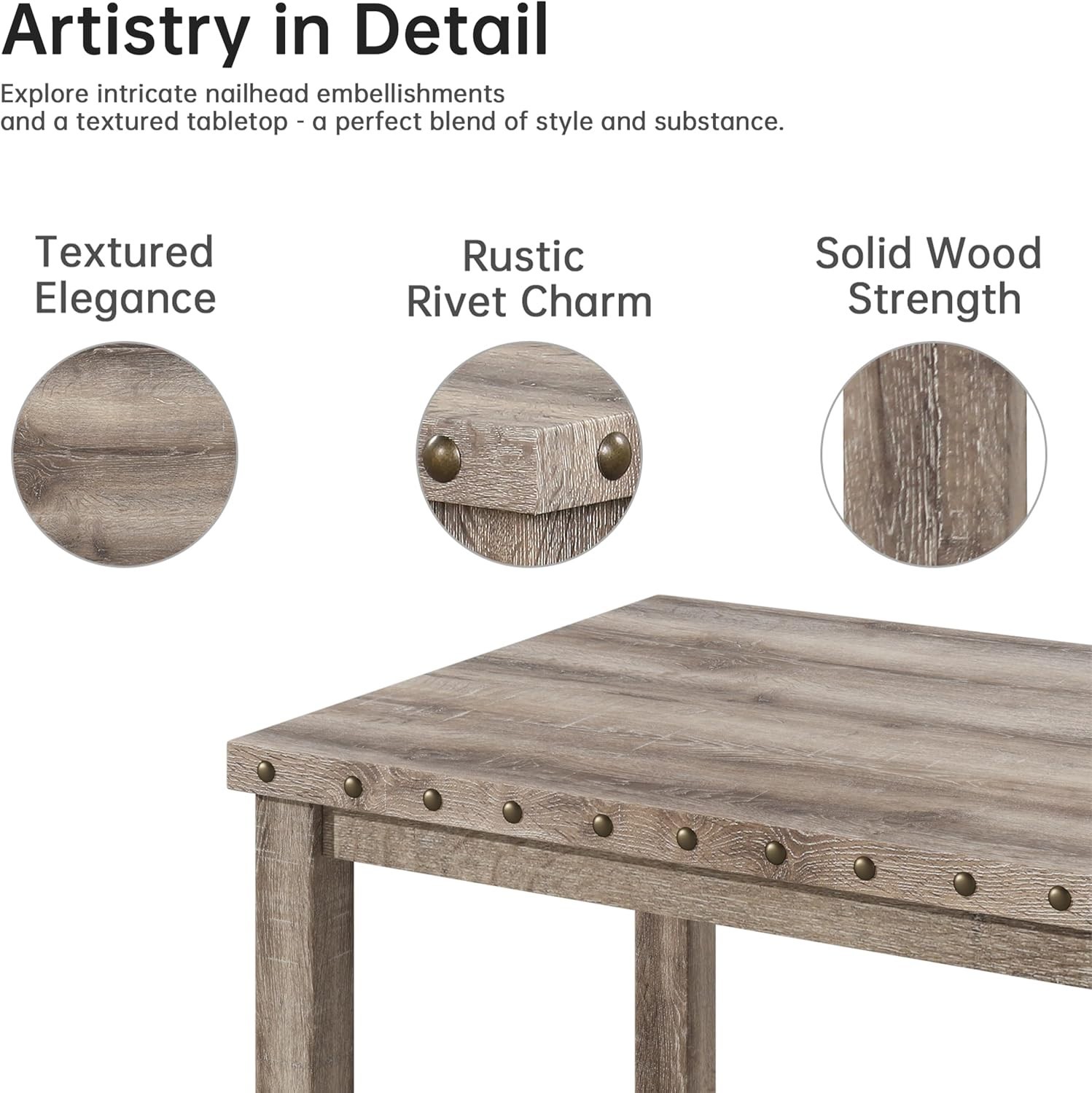 NEW Contemporary Kitchen Rustic 60' Dining Table Set Upholstered Chairs ...