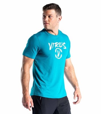 Mens Virus International Weightlifting T-shirt New Small Teal White