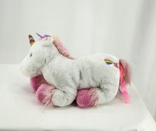 Toys R Us 2016 18" White Unicorn Stuffed Animal Alley Plush Rainbow Horn Ribbons