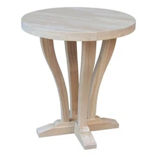 LaCasa Solid Wood Round End Table - Unfinished