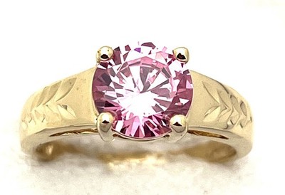 DaneCraft 24KT Gold Over 925 Sterling 3.6 Gram Solitaire CZ D/Cut Ring Size  7