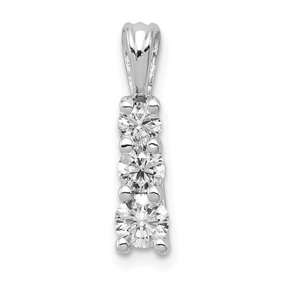 14k Weißgold 1/2 Kt Runder Lab Grown Diamant VS/SI + G + Drei Stein Anhänger