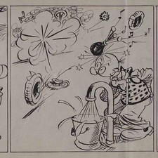 Max Otto Stups Is Unlucky Green Post Cartoon Sign Ink Pen Drawing 1930s