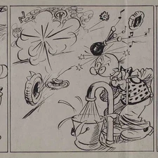 Max Otto Stups Is Unlucky Green Post Cartoon Sign Ink Pen Drawing 1930s