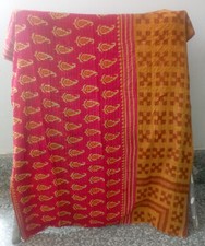 Indian Handmade Kantha Quilt Vintage Bedspread Throw Cotton Blanket Gudari Throw