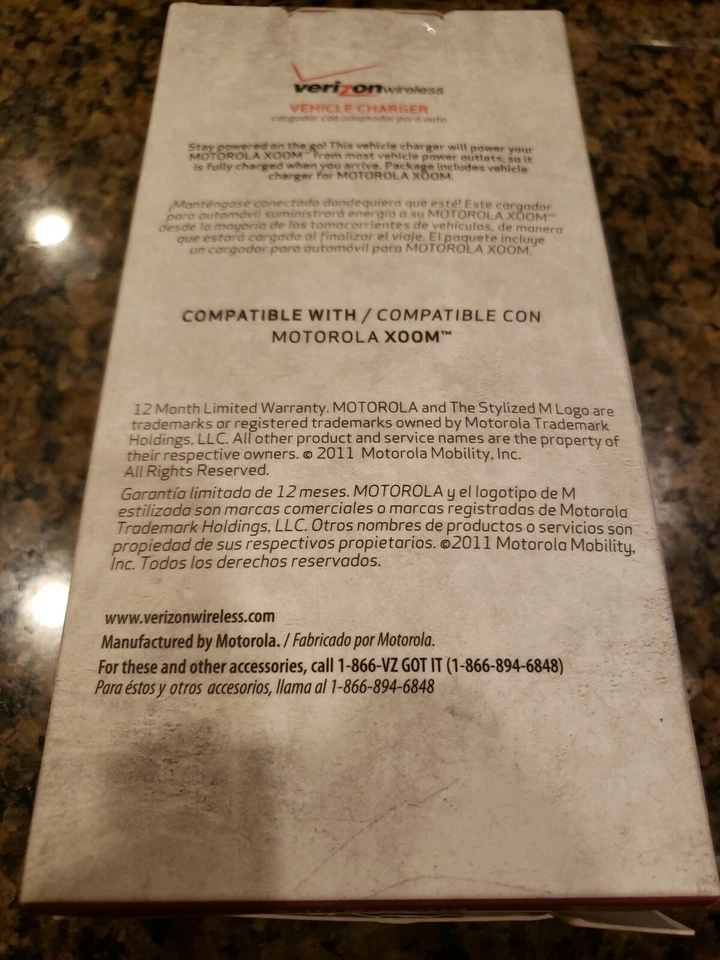 Motorola New OEM  Xoom vehicle car CHARGER IN VERIZON OEM RETAIL PACKAGE - Image 3 of 4