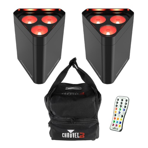 Chauvet DJ Freedom Wedge Quad Battery Wireless LED Uplighter Bundle - Picture 1 of 5