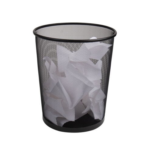 Mesh Trash Garbage Can 16.65L Waste Paper Basket Round Home Office Metal Black