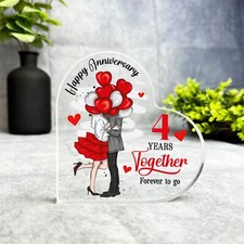 4 Year 4th Wedding Anniversary Gift Forever To Go Keepsake Side Heart Plaque