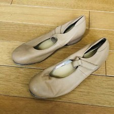 SANSHA F.R. Duval Youth Girls Size L Tap Art Dance Shoes Mary Jane Tan Leather