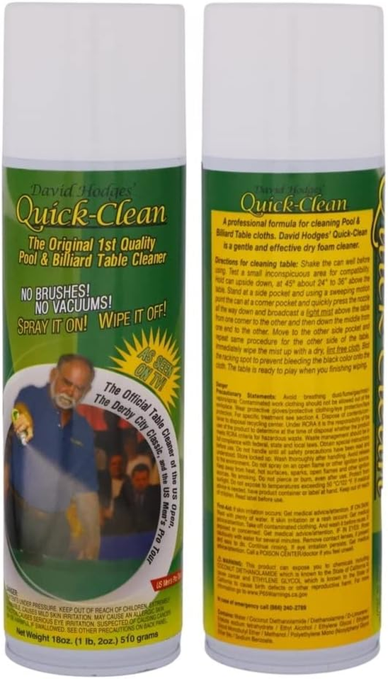 Quick Clean Pool Table Felt Cleaner Spray - Great for Pool Felt Cleaner ...