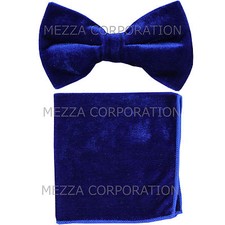 New in box Vesuvio Napoli men's pre tied Bow tie  Hankie Velvet Royal Blue