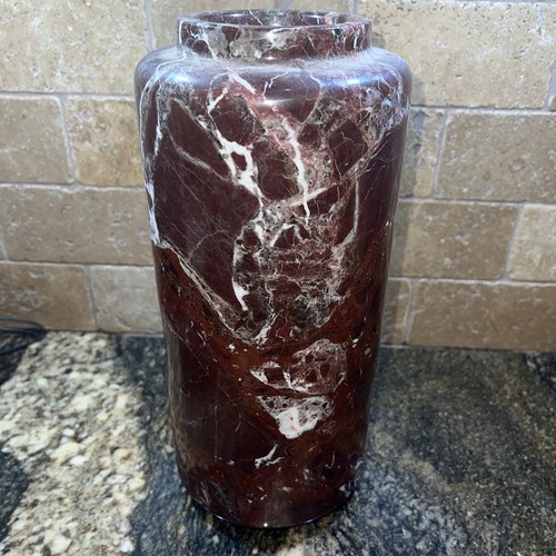 Jarrón de mármol rojo grande vintage pesado 12"" de alto RARO 16 libras ¡HERMOSA PIEZA!¡! - Imagen 23 de 24