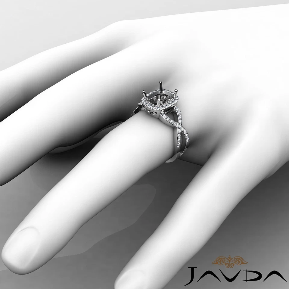 Halo Semi Mount Cushion Cut Diamond Engagement Ring 14k White Gold 0.63 Ctw - Image 4 of 4