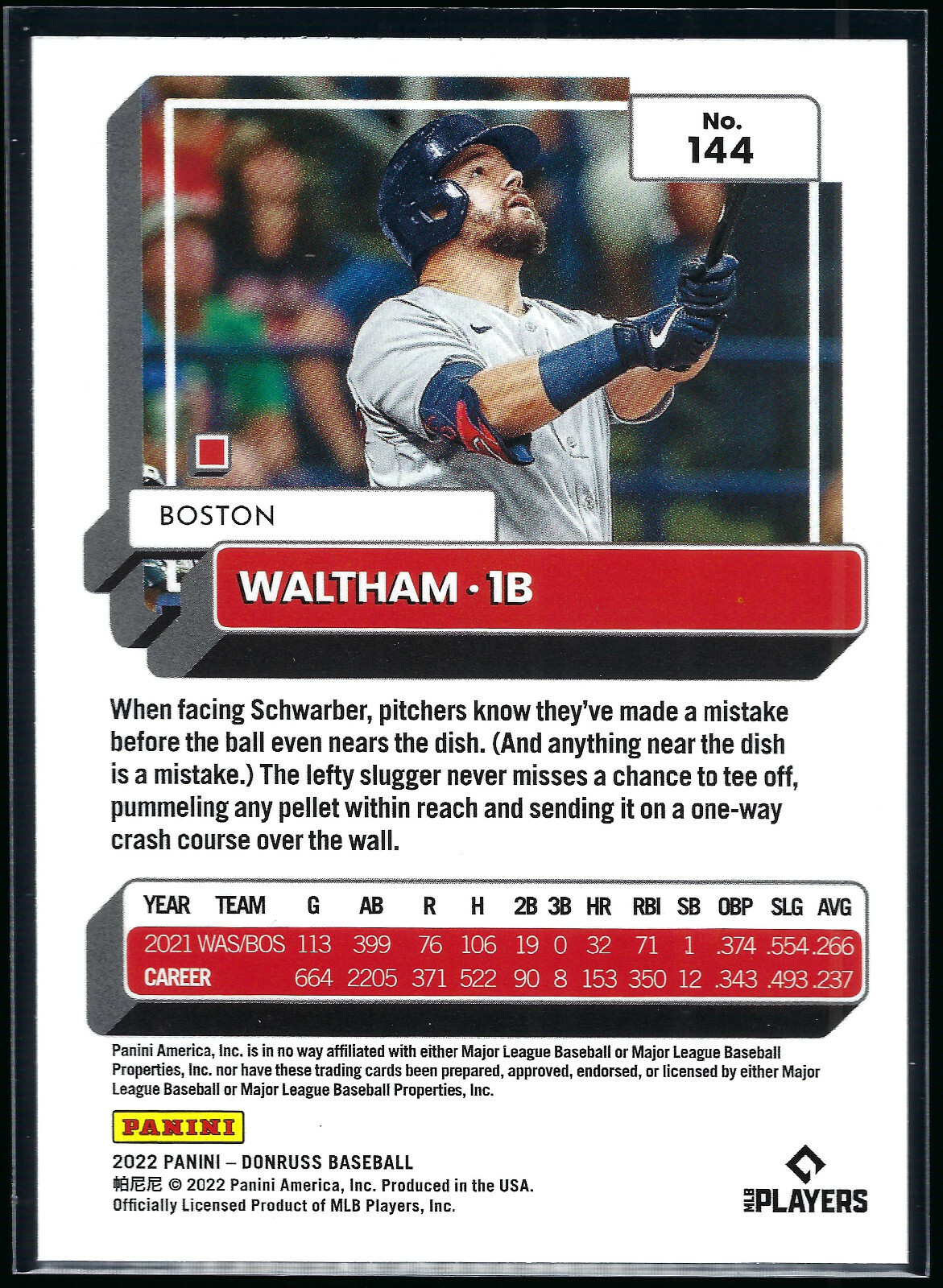 2022 Donruss 144 Kyle Schwarber Boston Nickname Variation (Waltham) eBay