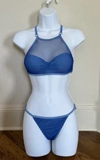 TiniBikini Size XS Blue Mesh Bikini Swimsuit Sexy Beach Hawaii
