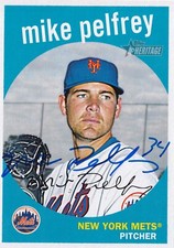 MIKE PELFREY SIGNED AUTO'D 2008 TOPPS HERITAGE CARD #574 NEW YORK METS TIGERS