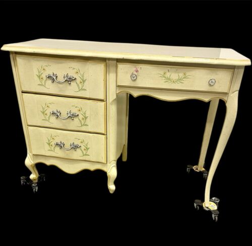 French Provincial Solid Wood Writing Desk Dresser Dressing Table Table Vintage g - Picture 10 of 18