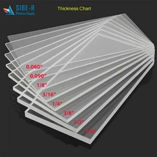 Acrylic Plexiglass Plastic Sheet - 1/8" Thick - Clear - 12" x 24"