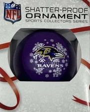 Baltimore Ravens Football NFL Round Shatterproof Christmas Tree Ornament Boxed