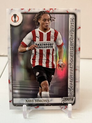 Xavi Simons PSV 2023 Topps Stadium Club Championship Contributions Refractor