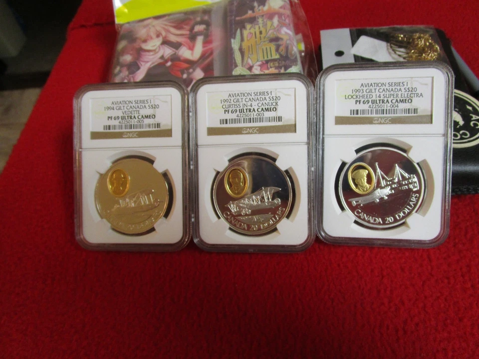 1992, 1993, 1994 - Canada $20 .925 Aviation Series #1 24KT .999 Silver NGC PF69  - Image 3 of 4